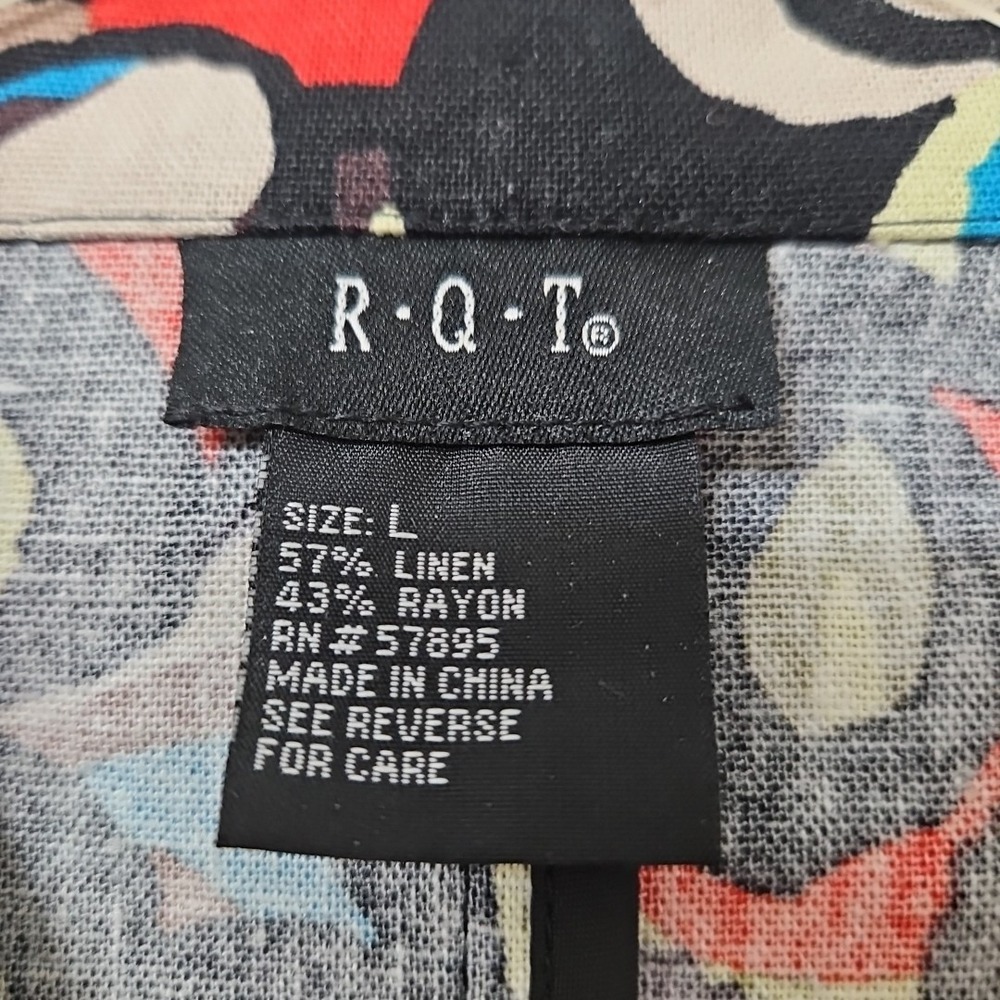 RQT Lightweight Linen Rayon Jacket Women's Sz Large Twee Artsy Hippie Retro - Picture 6 of 11